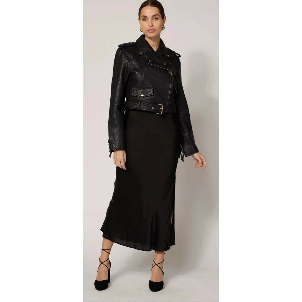 Cleobella NEW Kinsey Black Silky Viscose Slip Skirt, Med